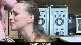 Young Woman Caught Stealing from Adult Section Gets Punished with Hardcore Doggystyle Fucking