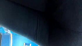 Hidden candid video of leggings in retro style