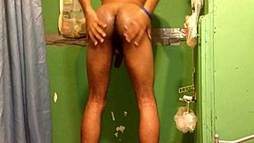 Big booty shemale having some fun jerking off