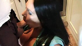 oh man, this goth girl with huge tits is sucking my dick in that leather jacket