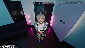 vr conk asian silver wolf deeply sucks and fucks hard in cosplay parody of honkai star rail