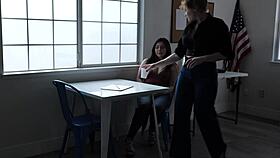 Hairy stripper eats ginger detectives pussy in lesbian 69 fingering clit lick