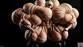 2b grows to muscular giantess pump factory fmg ai animation