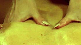 dominant horny naked lesbian madame masturbates with slave