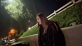 Italian hot milf long hair artemisia love solo smoking session outdoor