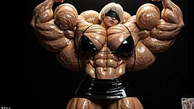 2b grows to muscular giantess pump factory fmg ai animation