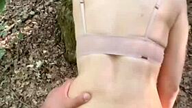 He takes her to the forest and she squeezes the last drop of sperm out of his cock