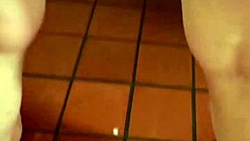 Wife having sneaky sex in public shower