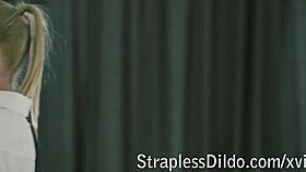 Lady In Red Gets Strapon