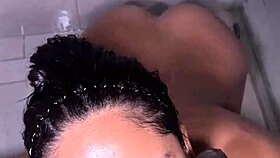 Amateur Couple Enjoys Dessert Before Dinner - Ebony Deepthroat and Monster Cock Teasing