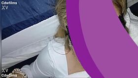 Pretty young petite tatted girl lets me cum on her face after quick blowjob