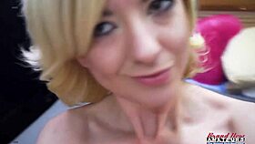 Horny blonde cutie keyton sucks a dick and gets her wet twat pounded