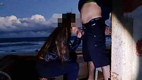 african amateur enjoys delightful beach moment with voyeur friends