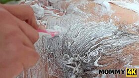 Mommy4k shaving mature pussy leads to hot bathroom fuck