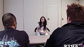 Skinny japanese teen participates in casting with multiple scenes