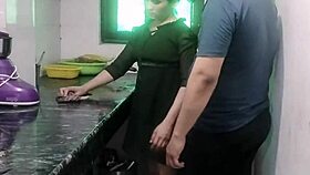 is this desi wife getting hot and rough in kitchen while cooking?