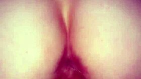 Detailed View of Amateur Milf's Ass Riding in Reverse Cowgirl Creampie