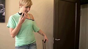 short haired white chick fucks bbc with hairy pussy 😏