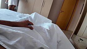 what if that curvy brunette housewife stripped naked in the bedroom, teasing with her big natural tits?