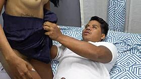 Latin babe provides exceptional massage to partner part 1