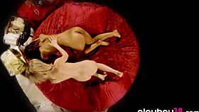 Lesbian teen blondie massaging her asian lover's naked body.