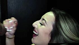 Big Tittied Blonde Goes to the Gloryhole for Fun