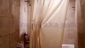 mature woman pleasures herself in bathroom and outdoors