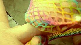 sexy babe gives footjob while playing with her pussy - amateur vanillaandcaramel