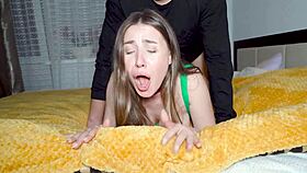 How does an 18yo slut with big tits enjoy hard fucking?