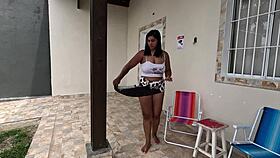 She Cleaned The House In Tight Clothes And Got Milk In Her Mouth