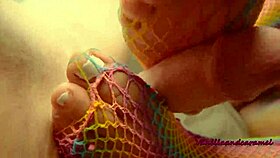 sexy babe gives footjob while playing with her pussy - amateur vanillaandcaramel