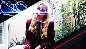 nurse visits a gloryhole after her shift for some fun