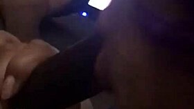 Redhead sucking big black cock, draining every last drop