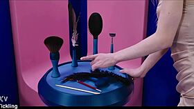 cute brunette tied up and tickled with feathers on feet 😊