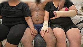 threesome handjob with friend in group setting