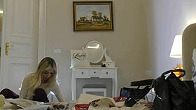 Hot tight shaved pussy big tits girl comes for casting turns into a porn shooting for pantyhose academy