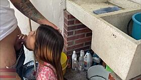 Does the horny girl want me to fuck her while washing clothes?