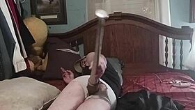 Anal dildo stretches ass with monster cock action