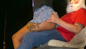 Santa Claus and the young woman in the public square