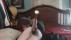 Anal dildo stretches ass with monster cock action