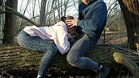 Redhead Public Deepthroats Dick and Rough Fucks in the Wood