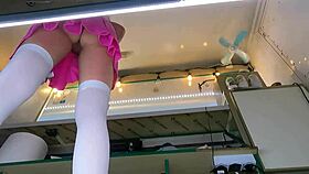 Boss Fingers Sexy Assistant's Shaved Pussy During Customer Talk