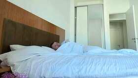 horny woman seduces and swallows cum in roleplay