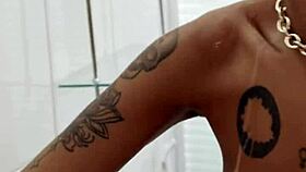 Tattooed Brazilian amateur sucking dick in bikini and heels