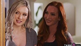 Lesbian couple finds naughty teen 18+ nanny for muff diving fun