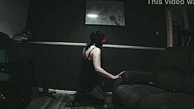 my little bitch gets whipped for touching her tits then sucks my big dick