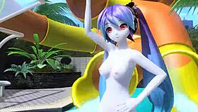 Hatsune Miku Dear Cocoa Dancing Naked, Revealing Those Sexy Big Tits