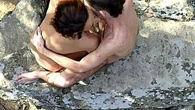 amateur couple fuckin on a dolmen in the woods 😍