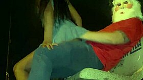 Santa Claus and the young woman in the public square