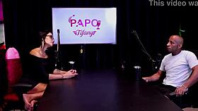 Watch as the black guy says, 'Suck my big cock, you delicious slut' on sheer red